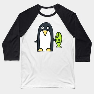 penguin with fish Baseball T-Shirt